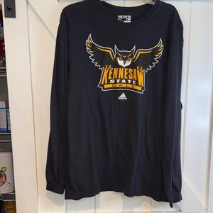adidas Black Kennesaw State Owls Long Sleeve Tee with Gold Accent